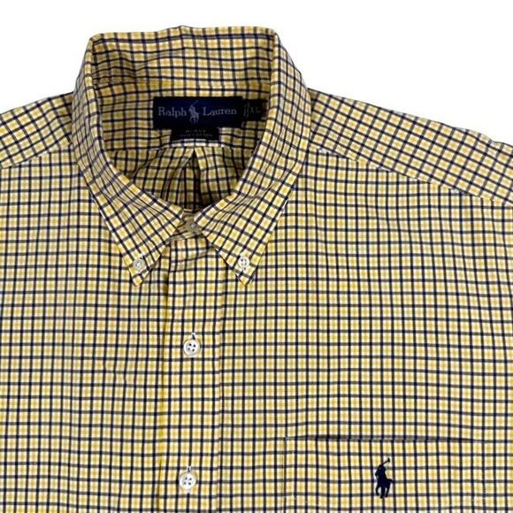 Ralph Lauren Other - Ralph Lauren Blake Button Down Shirt Yellow Navy Check Cotton Mens XL